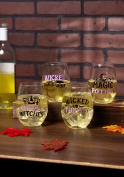 Witchy 18oz Glass Stemless Wine Glass Set