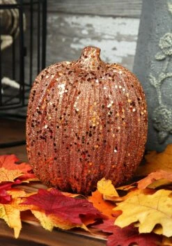 Six Inch Orange Glitter Pumpkin