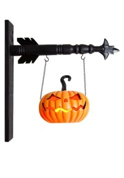 7 Inch Orange Resin LED Jack O Lantern Arrow Figure