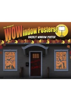 Silhouette Cats And Bats Window Poster -Fun World Shop cats bats silhouette window poster alt 2