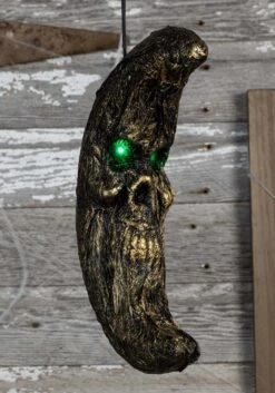 Hanging Foam Moon With Green Light-Up Eyes Decoration